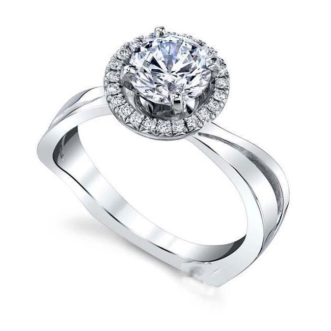 Bague De Fiançailles Véritable Diamant 2.50 Ct Halo En Or Blanc