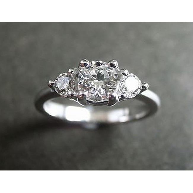 Bague De Fiançailles Véritable Diamant 2.51 Ct A Trois Pierres En Or Blanc 14K
