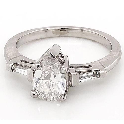 Bague De Fiançailles Véritable Diamant 3 Pierres 1.50 Carats Bijoux Or Blanc 14K