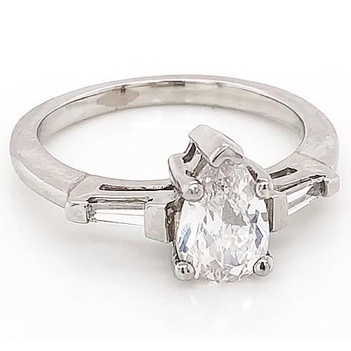 Bague De Fiançailles Véritable Diamant 3 Pierres 1.50 Carats Bijoux Or Blanc 14K