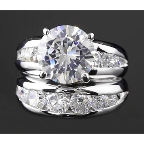 Bague De Fiançailles Véritable Diamant 5 Carats Sertie Or Blanc 14K