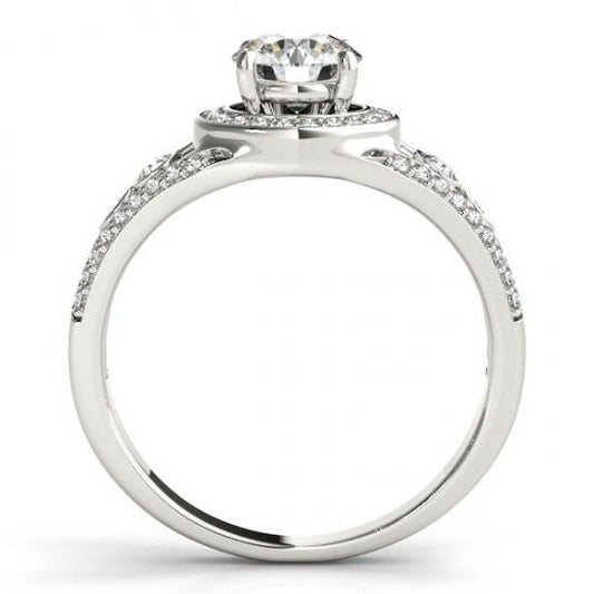 Bague De Fiançailles Véritable Diamant Brillant Rond Halo 1.75 Carat WG 14K