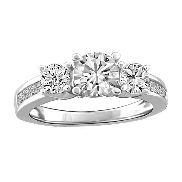 Bague De Fiançailles Véritable Diamant Coupe Ronde 3.50 Carats Or Blanc 14 Carats
