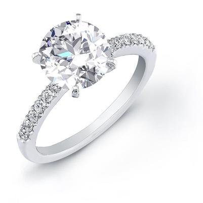 Bague De Fiançailles Véritable Diamant Coupe Ronde 3.50 Carats Sertie Griffes