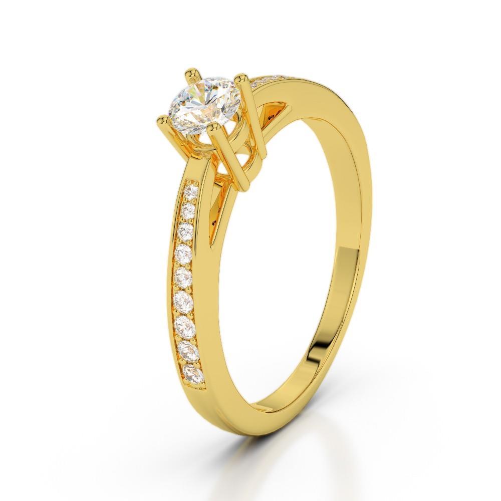 Bague De Fiançailles Véritable Diamant Etincelant De 1.50 Ct En Or Jaune