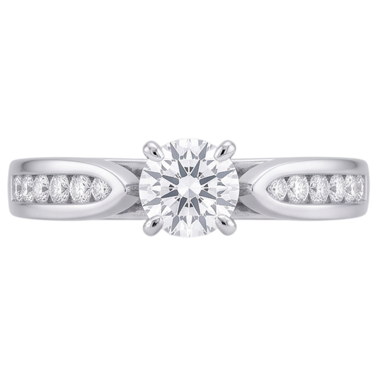 Bague De Fiançailles Véritable Diamant Naturels Extraits des Mines ( et non cultivés en laboratoire ) Serti Cathédrale Taille Brillant WG 14K