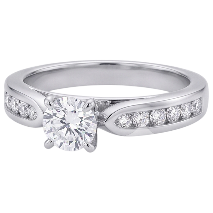 Bague De Fiançailles Véritable Diamant Naturels Extraits des Mines ( et non cultivés en laboratoire ) Serti Cathédrale Taille Brillant WG 14K
