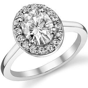Bague De Fiançailles Véritable Diamant Ovale 2.75 Carats Or Blanc 14K