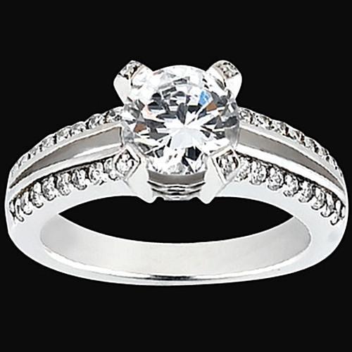 Bague De Fiançailles Véritable Diamant Rond 1.45 Carat Serti De Panier Bijoux WG