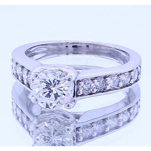Bague De Fiançailles Véritable Diamant Rond 2 Carats Serti D'Or Blanc 14K