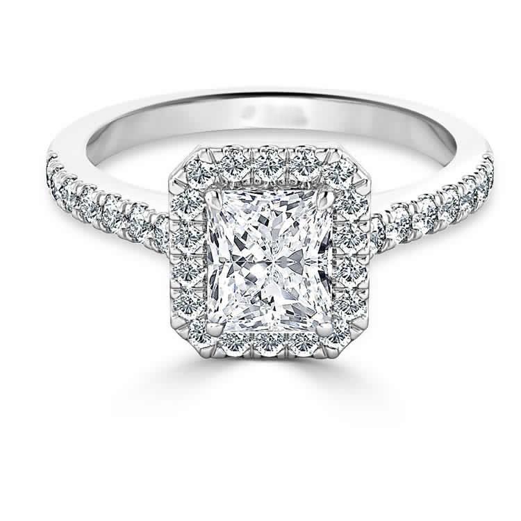 Bague De Fiançailles Véritable Diamant Rond Et Radieux 3.60 Carats Or Blanc 14 Carats