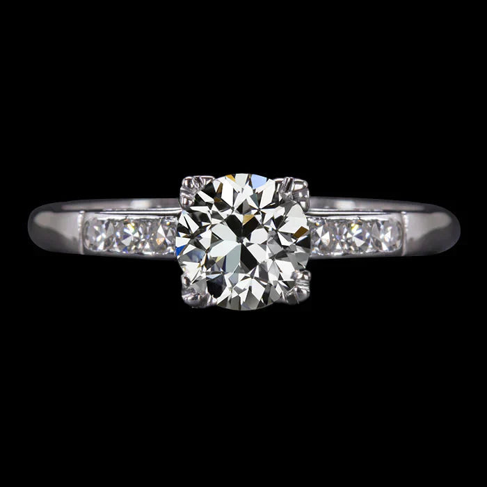 Bague De Fiançailles Véritable Diamant Rustique En Or Blanc
