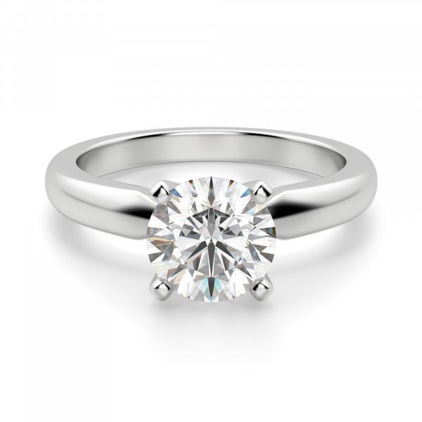 Bague De Fiançailles Véritable Diamant Solitaire Rond 1 Carat Or Blanc 14K