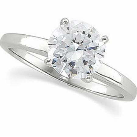 Bague De Fiançailles Véritable Diamant Solitaire Rond Etincelant De 2.25 Carats 14K