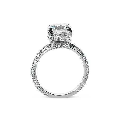 Bague De Fiançailles Véritable Diamants Ronds 2.52 Ct Aavec Accents Or Blanc