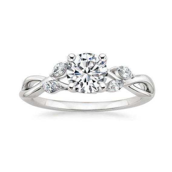 Bague De Fiançailles Véritable Diamants Ronds Et Taille Marquise 3.50 Carats WG 14K