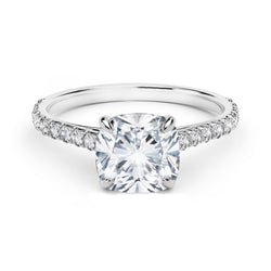 Bague De Fiançailles Véritable Diamants Taille Coussin Et Rond 3.35 Carats Neuf