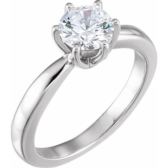 Bague De Mariage A Six Griffes Sertie De Véritable Diamants Ronds Solitaires De 1.60 Ct En Or Blanc