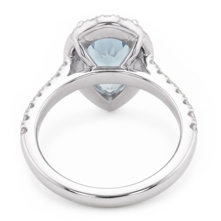 Bague De Mariage Aigue-marine Et Diamants Naturels Extraits des Mines ( et non cultivés en laboratoire ) En Forme De Poire 14 Ct Or Blanc 14K