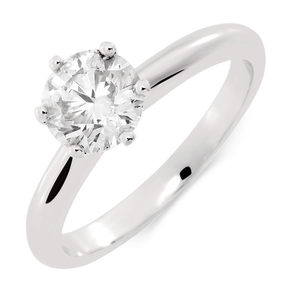Bague De Mariage Avec Naturel Diamant Solitaire Rond De 1.20 Ct En Or Blanc 14K