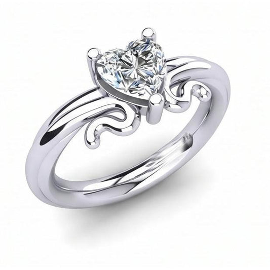 Bague De Mariage Avec Réel Diamant Naturels Extraits des Mines ( et non cultivés en laboratoire ) Solitaire En Forme De Cœur De 1.50 Ct En Or Blanc 14K