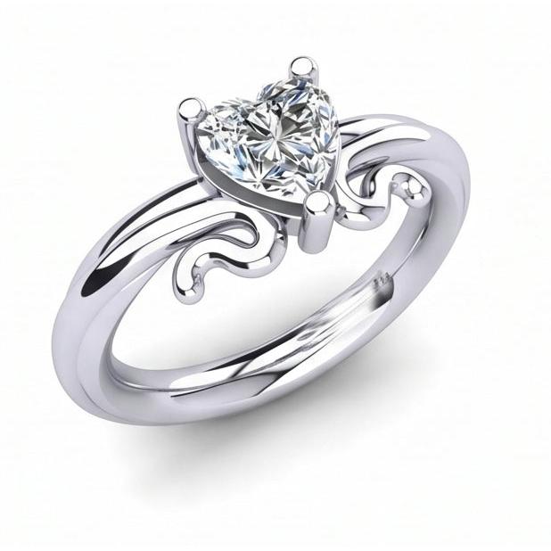 Bague De Mariage Avec Réel Diamant Naturels Extraits des Mines ( et non cultivés en laboratoire ) Solitaire En Forme De Cœur De 1.50 Ct En Or Blanc 14K