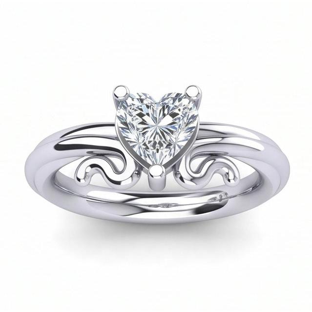 Bague De Mariage Avec Réel Diamant Naturels Extraits des Mines ( et non cultivés en laboratoire ) Solitaire En Forme De Cœur De 1.50 Ct En Or Blanc 14K