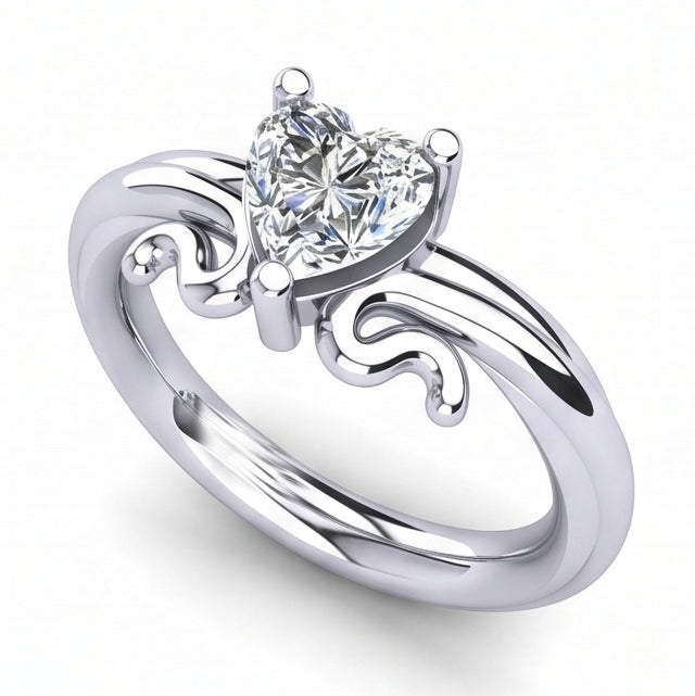 Bague De Mariage Avec Réel Diamant Naturels Extraits des Mines ( et non cultivés en laboratoire ) Solitaire En Forme De Cœur De 1.50 Ct En Or Blanc 14K