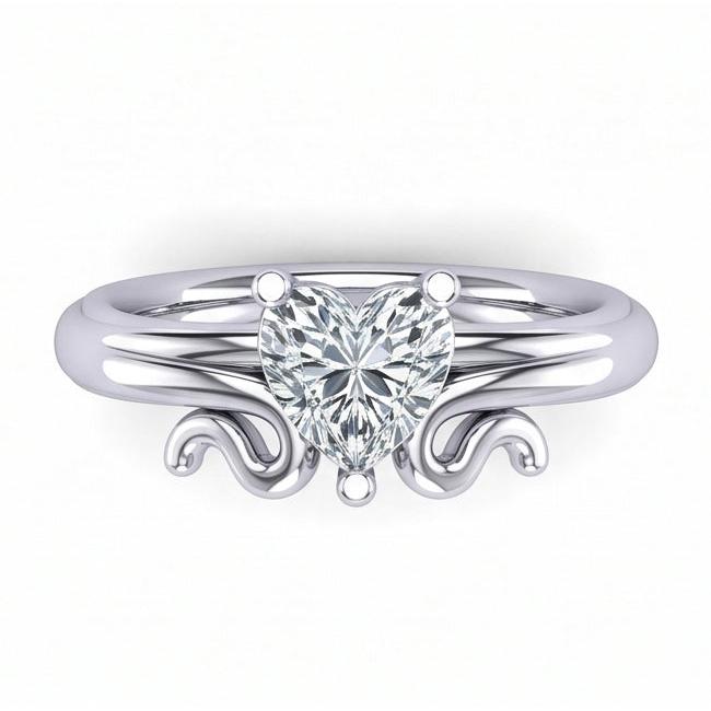 Bague De Mariage Avec Réel Diamant Naturels Extraits des Mines ( et non cultivés en laboratoire ) Solitaire En Forme De Cœur De 1.50 Ct En Or Blanc 14K