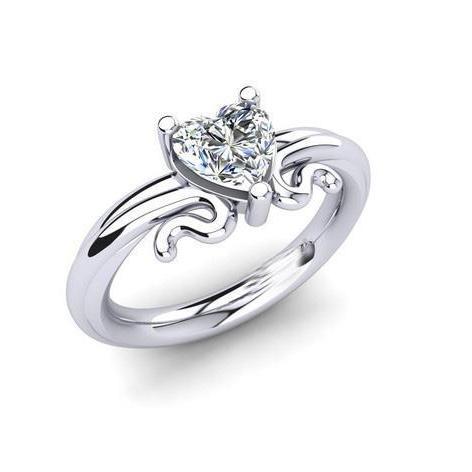 Bague De Mariage Avec Réel Diamant Solitaire En Forme De Cœur De 1.50 Ct En Or Blanc 14K
