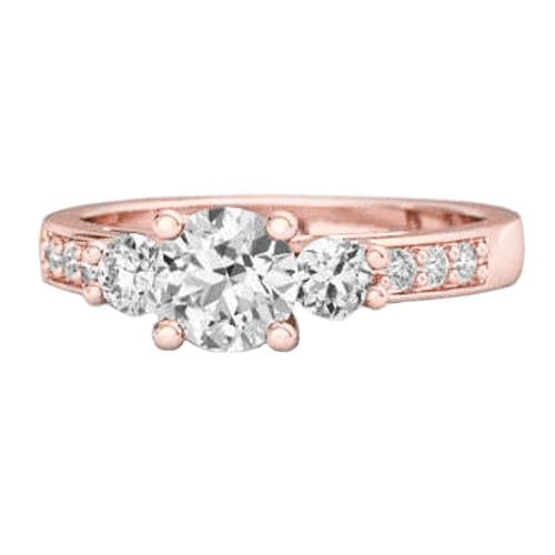 Bague De Mariage Avec Réel Diamants De Style 3 Pierres De 2.80 Carats En Or Rose 14K