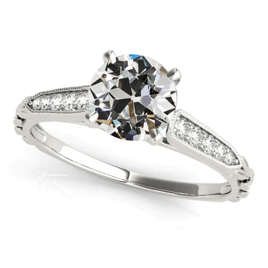 Bague De Mariage Avec Réel Diamants Ronds De Style Vintage 3.25 Carats