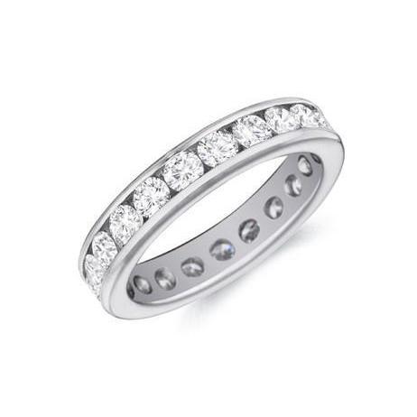 Bague De Mariage Avec Réel Diamants Ronds Sertis De Canaux De 2.20 Cts En Or Blanc 14 Carats