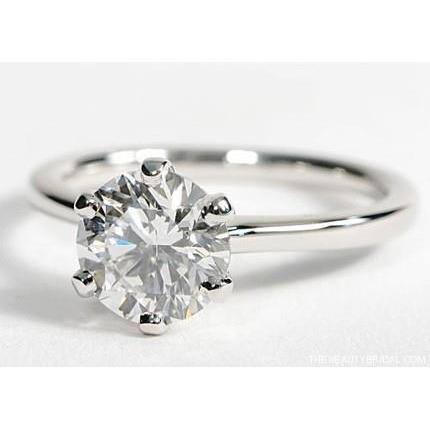 Bague De Mariage Avec Véritable Diamant Solitaire De 1.50 Ct Sertie De Griffes En Or Blanc