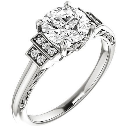 Bague De Mariage Avec Véritable Diamants Magnifiques De 2.40 Ct Avec Accent En Or Blanc