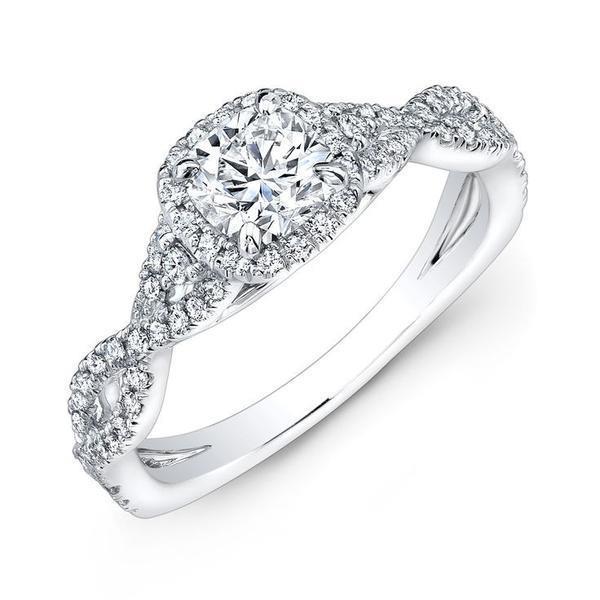 Bague De Mariage Coussin Et Véritable Diamant Rond Halo 1.60 Ct Bijoux En Or Blanc