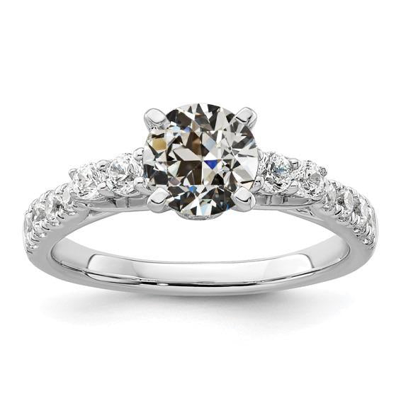 Bague De Mariage Dames Ronde Naturel Diamant Taille Ancienne Sertie De 4 Griffes 5 Carats