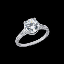 Bague De Mariage De Style Vintage Avec Naturel Diamants 2.26 Carats En Or Blanc