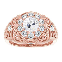 Bague De Mariage De Style Vintage Rond Réel Diamant Taille Ancienne Mine 5.25 Carats