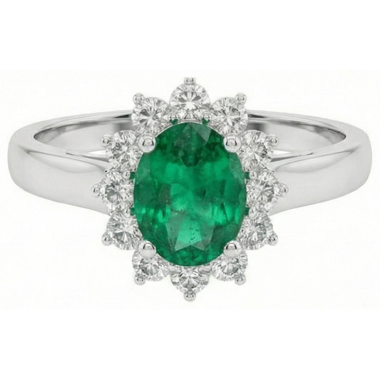 Bague De Mariage Emeraude Vert et Diamants Naturels Extraits des Mines ( et non cultivés en laboratoire ) 3.50 Carats Bijoux En Or