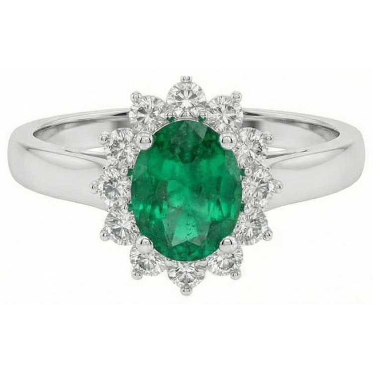 Bague De Mariage Emeraude Vert et Diamants Naturels Extraits des Mines ( et non cultivés en laboratoire ) 3.50 Carats Bijoux En Or