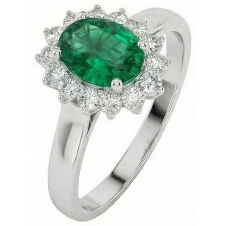 Bague De Mariage Emeraude Vert et Diamants Naturels Extraits des Mines ( et non cultivés en laboratoire ) 3.50 Carats Bijoux En Or