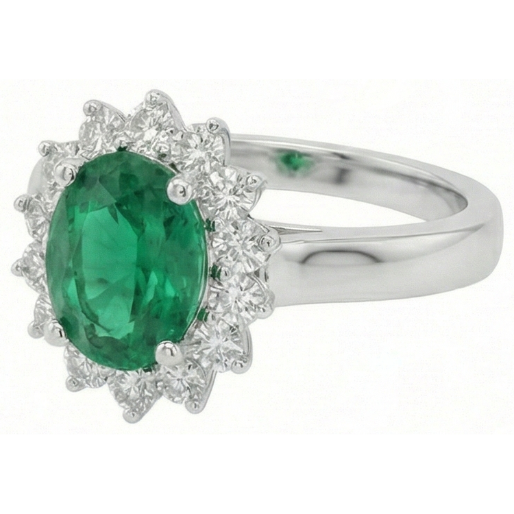 Bague De Mariage Emeraude Vert et Diamants Naturels Extraits des Mines ( et non cultivés en laboratoire ) 3.50 Carats Bijoux En Or
