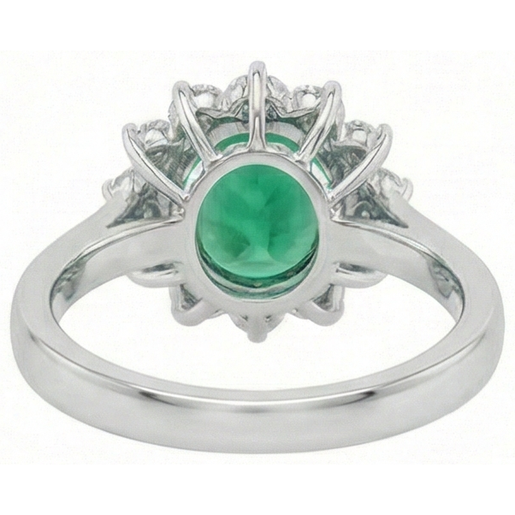 Bague De Mariage Emeraude Vert et Diamants Naturels Extraits des Mines ( et non cultivés en laboratoire ) 3.50 Carats Bijoux En Or