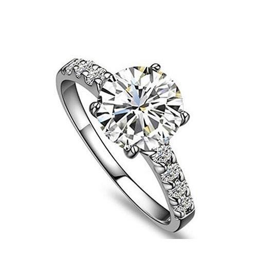 Bague De Mariage En Naturel Diamant 2.45 Carats Bijoux En Or Blanc 14K