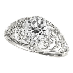 Bague De Mariage En Or Avec Naturel Diamants Ronds Taille Ancienne 4 Carats Bijoux Pour Dames