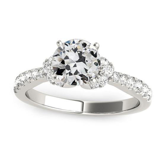 Bague De Mariage En Or Vieux Mineur Serti De Griffes De Réel Diamants 4 Carats Tige Conique