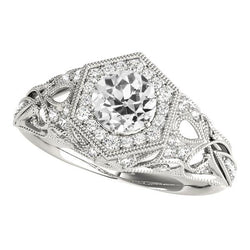 Bague De Mariage En Réel Diamant De Style Ancien Rond De Style Vintage 3.25 Carats