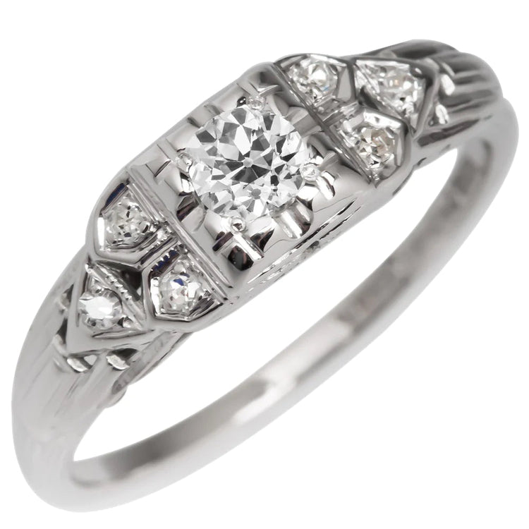 Bague De Mariage En Réel Diamant Taille Ancienne Avec Coussin De Style Vintage 3 Carats