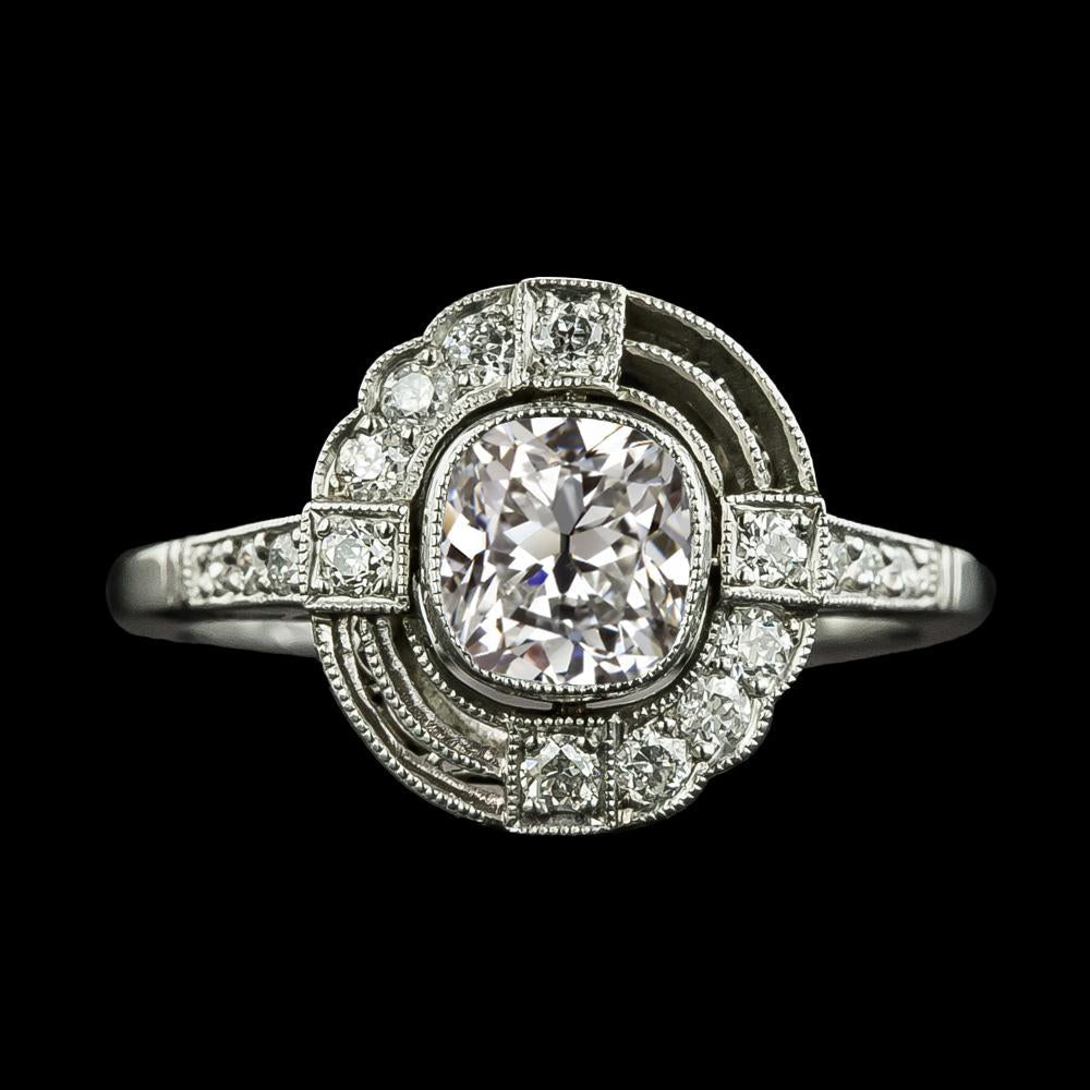 Bague De Mariage Halo Coussin Ancienne Mine Cut Véritable Diamond Bezel Set 4.75 Carats